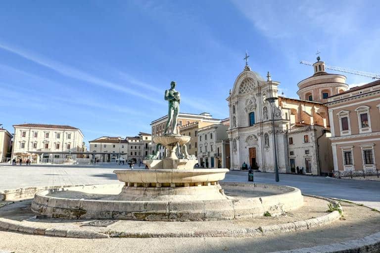 l'aquila square with fountain