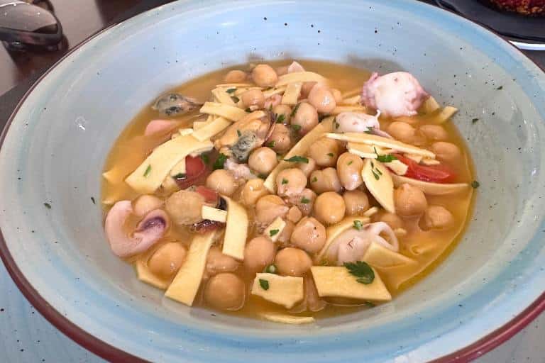 sagne e ceci with seafood - a dish common in Abruzzo